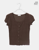 Plain Wrinkle Wave Button Short Sleeve Cardigan