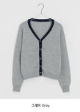 Yoshi Color Matching V-Neck Knit Cardigan