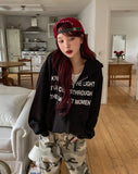 Moments Lettering Semi Crop Hood Zip-Up