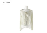 Vike Flower See-Through Long Sleeve Ribbon Cardigan