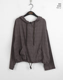 Turi Season Check String Long Sleeve Hood T-shirt