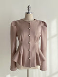 Sophian Wool Peplum Pintuck Jacket Blouse