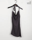 Cheater Draped Halter Strap Long Sleeveless