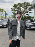 Pigmented cropped denim jacket