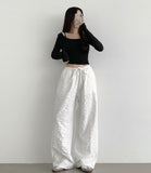 Chic Dodo Open Waist U-neck Long Sleeve T-shirt