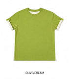 [unisex] Robben Color Matching Roll-up Short Sleeve Tee