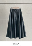 Chase Pleated Leather Long Skirt