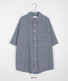 [unisex] Rimming Pocket Check Over Short Sleeve Shirt