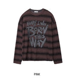 Way Stripe Ribbed Knit Long Sleeve T-shirt