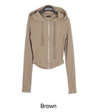 Ser Crop Ribbed Hood Zip-Up