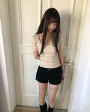 Juhin Lace Button Short Sleeve T-shirt