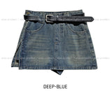 [Belt set] Rosie Denim Wrap Skirt Pants
