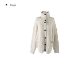 Caven High Neck Overfit Button Long Knit Cardigan