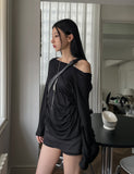 Tenshi see-through shirring drape hoodie