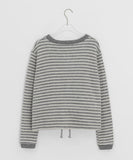 Minbako String Stripe Fleece Round Cardigan