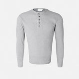 Kanden Ribbed Henley Neck Slim Long Sleeve T-shirt