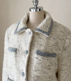 Sophie Boucle Color Matching Collar Quilting Tweed Jacket