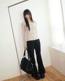 [MADE] Jahu Studded Shirring Bootcut Cotton Long Pants