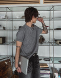 Uke Shoulder Henley Neck Muscle Fit Half Knit