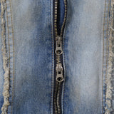 Mud damage denim hooded jacket
