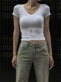 Cheese V-neck Slim Tee
