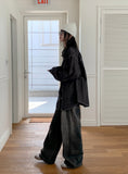 Holden Side Pintuck Washing Denim Long Wide Pants