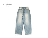 Poyu Light Blue Washing Denim Wide Pants