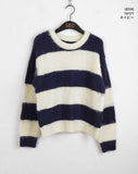 Mayo Wool Stripe Angora Semi-Crop Knit