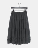 Hetty Tiered See-Through Frill Banding Midi Skirt