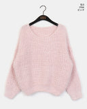 Poville Snowflake Fluffy Off-Shoulder Boat Neck Knit