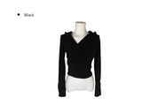 Hito Wrap Button Slim Hood Knit