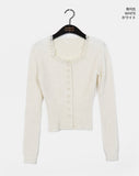 Shaltie Lace Square Neck Ribbed Knit Cardigan