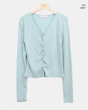 Duhi Twisted Button Long Sleeve Cardigan