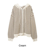 Fedon Stripe Warmer Knit Hood Zip-up