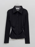 Shirring Collar Slim T-shirt