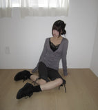 Untell Lace Button Half-Open Sleeveless