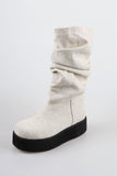 shirring platform boots