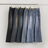 Span Relaxed Loose Long Bootcut Banding Denim Pants