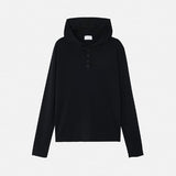 Mude Loose Fit Henley Neck Long Sleeve Hoodie