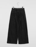 Rudini raw wide pin tuck roll-up brushed denim pants