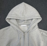 Dark navy & white string hood zip-up