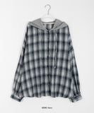 Yuuki color matching hood check shirt