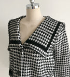 Marron Sailor Collar Hound Check Knit Jacket Cardigan