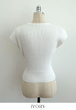 Kidden Round Neck Ribbed Cap Sleeve Knit