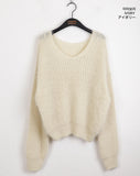 Selena V-neck Angora Long Sleeve Knit