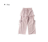 Kaze Nylon Pocket Wide Frill Skirt Pants