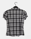Devon V-neck Check Frill Blouse