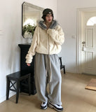 Fame Fleece Raccoon Fur Hooded Zip-Up