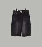 Black cargo denim trousers
