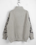 Nopel Vintage Butterfly Angora High Neck Long Sleeve Cardigan Zip Up